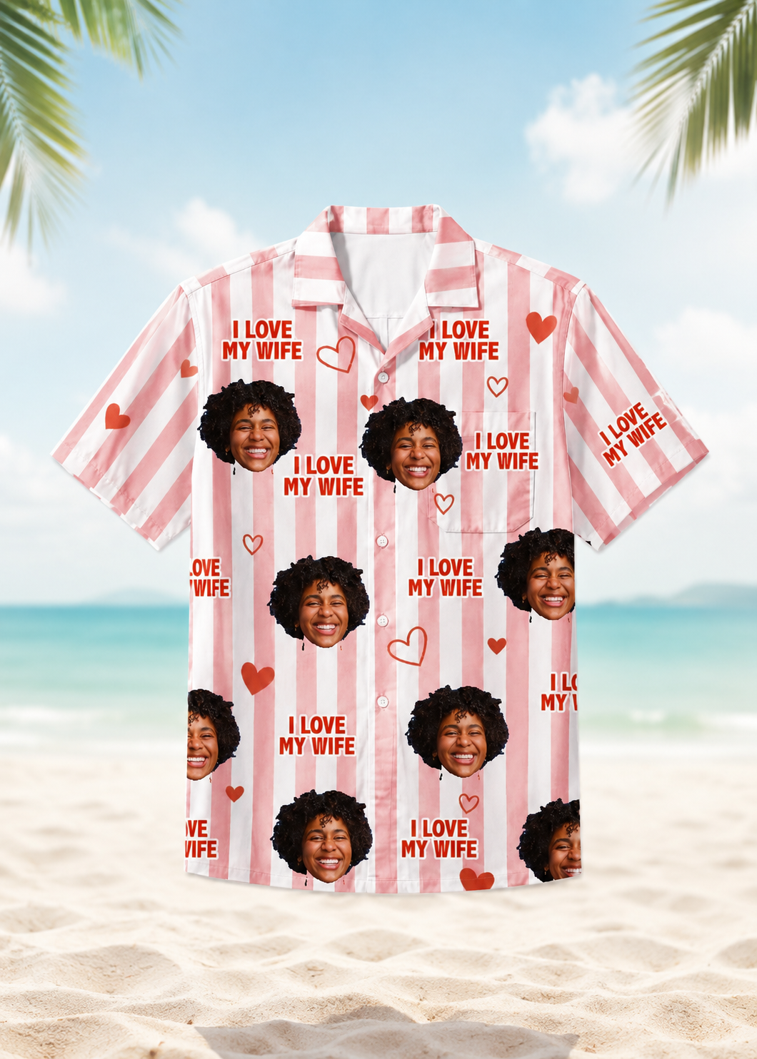 Custom Face Hawaiian Shirt Personalized Wife Girlfriend Photo Love Gift