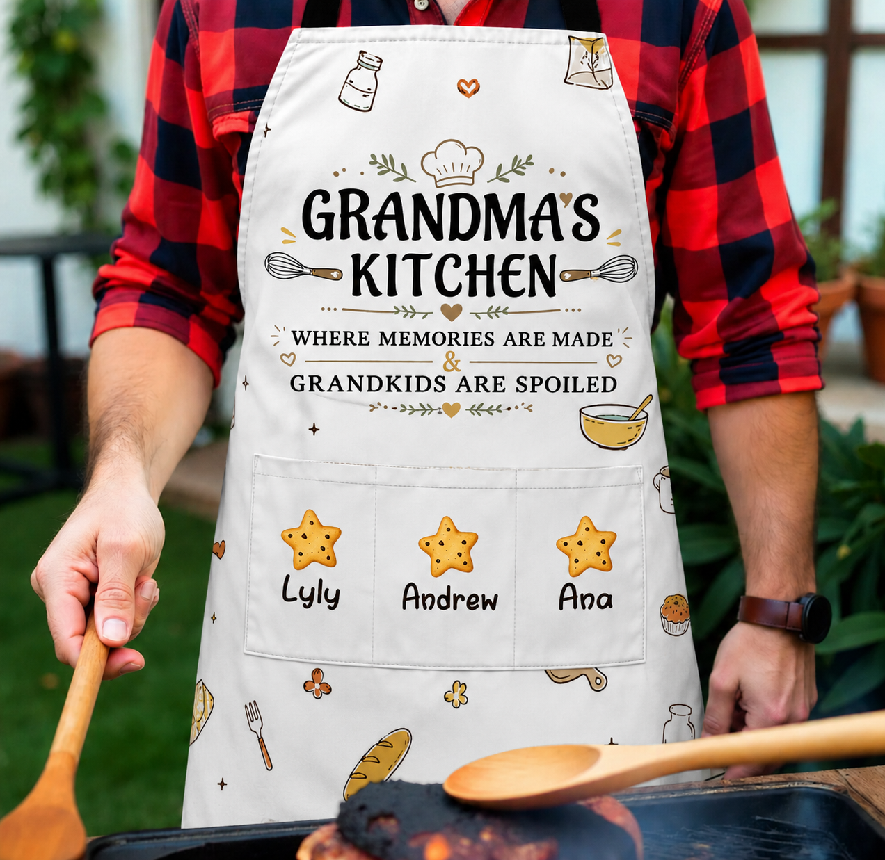 Grandma'S Kitchen Where Memories Are Made, Personalized Apron, Gift For Grandma
