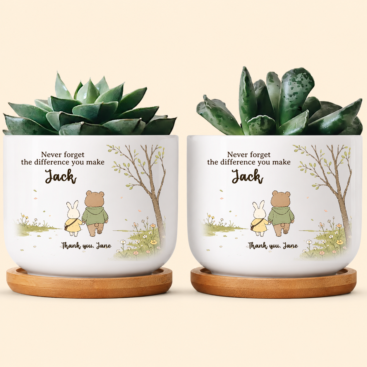 Never Forget The Difference You Make Thank You Teacher - Personalized Plant Pot