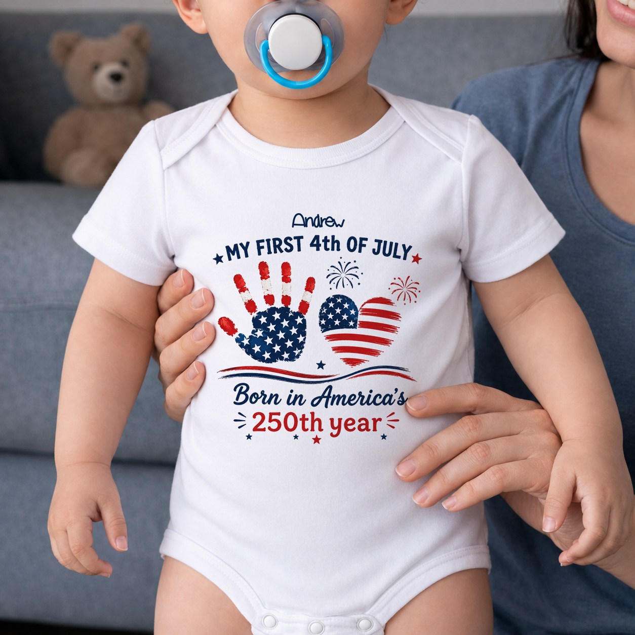 My First 4th Of July, Personalized Custom Baby Onesie, Gift For Kids