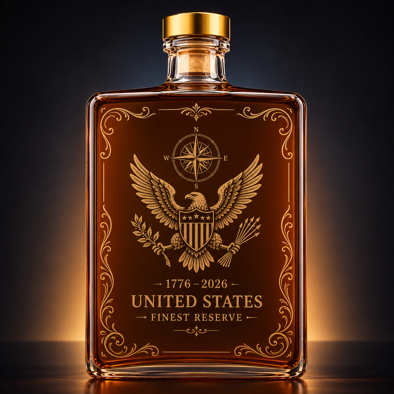 Usa 250 Years Anniversary Military Tribute Whisky Decanter | Patriotic 1776–2026 Whiskey Bottle