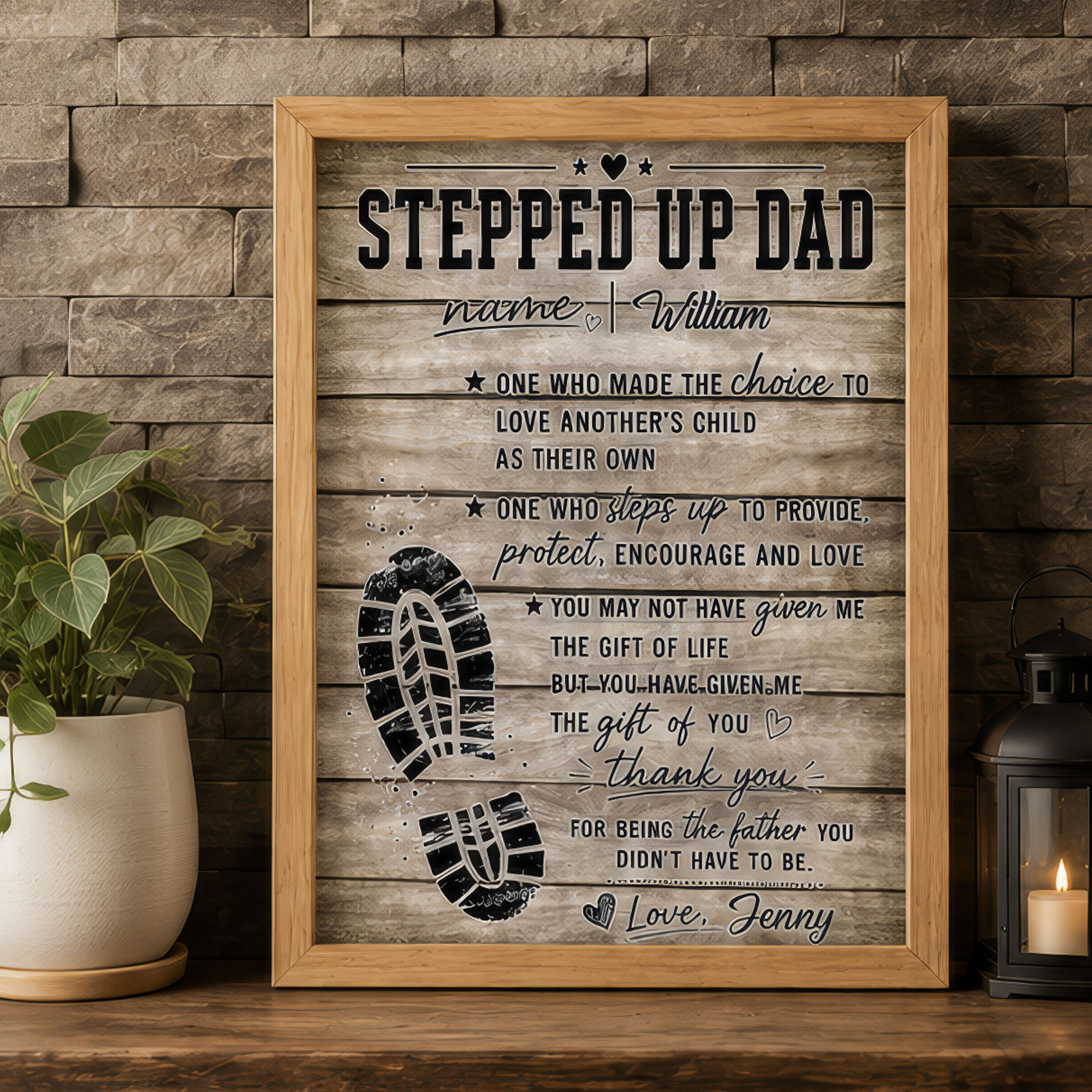 Stepped Up Dad Happy Father'S Day - Personalized Poster/Canvas Prints - Father'S Day Gift For Step Dad