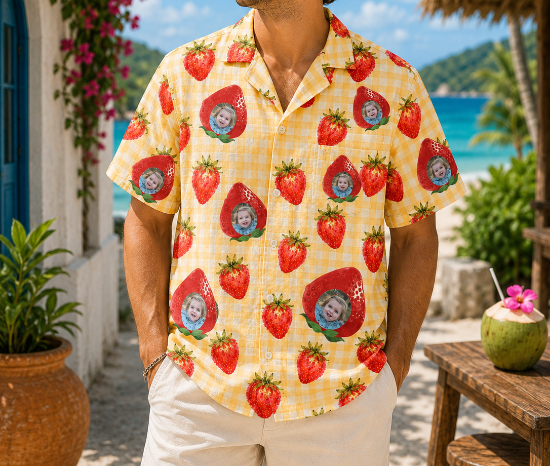 Personalized "Sweet Strawberry" Aloha Shirt