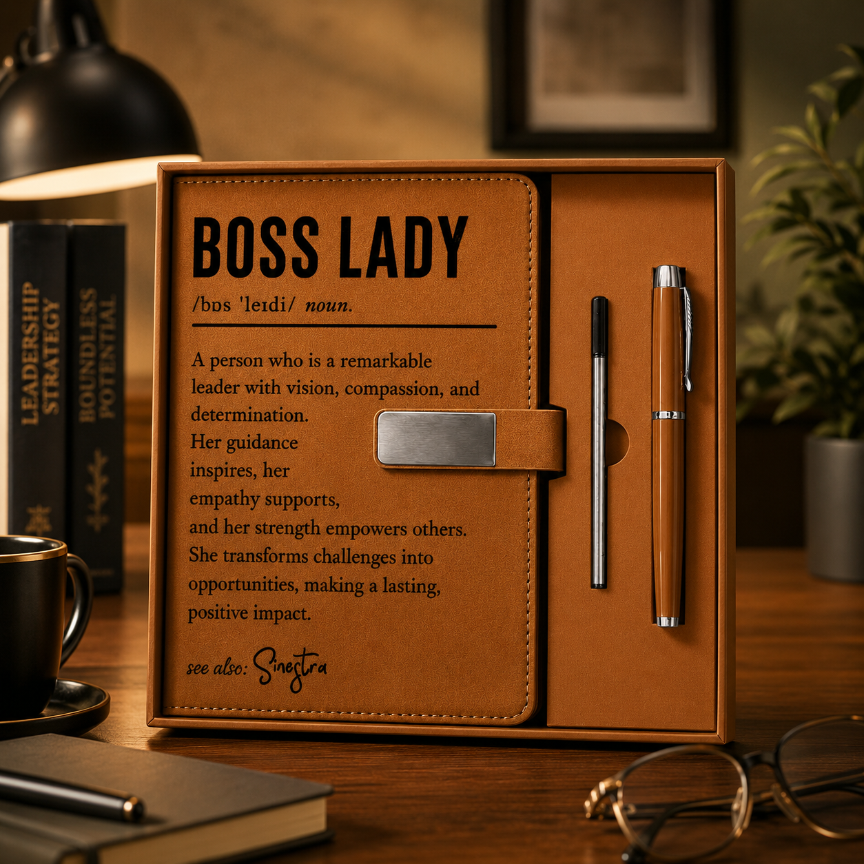Personalized Leather Notebook Set With Professional Definition Quotes For Coworkers