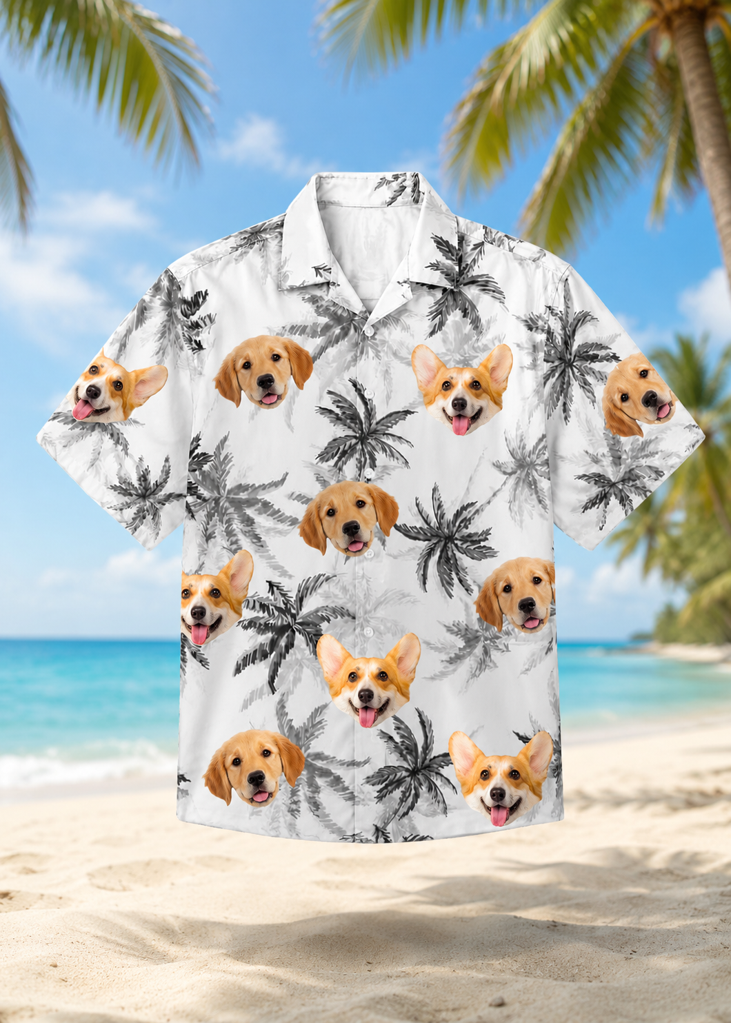 Personalized Pet Portrait Hawaiian Shirt Custom Dog Cat Face Summer Vacation Gift