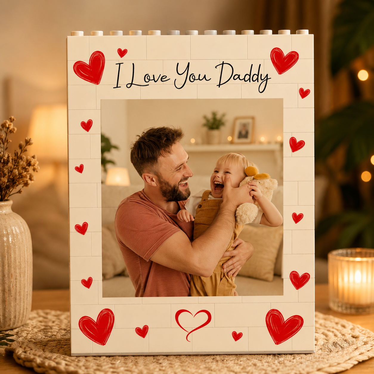 Daddy & Me Father'S Day Gift For Dad, Husband - Personalized Rectangle Building Brick