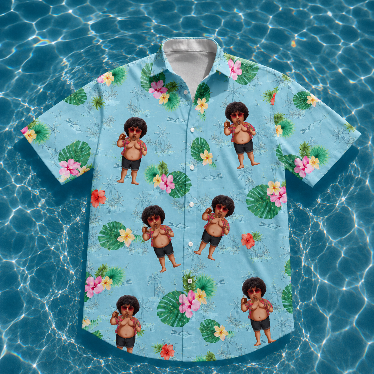 Custom Face Hawaiian Shirt, Personalized Photo Tropical Shirt, Funny Portrait Aloha Button Up, Unique Vacation Gift For Dad Mom Friends