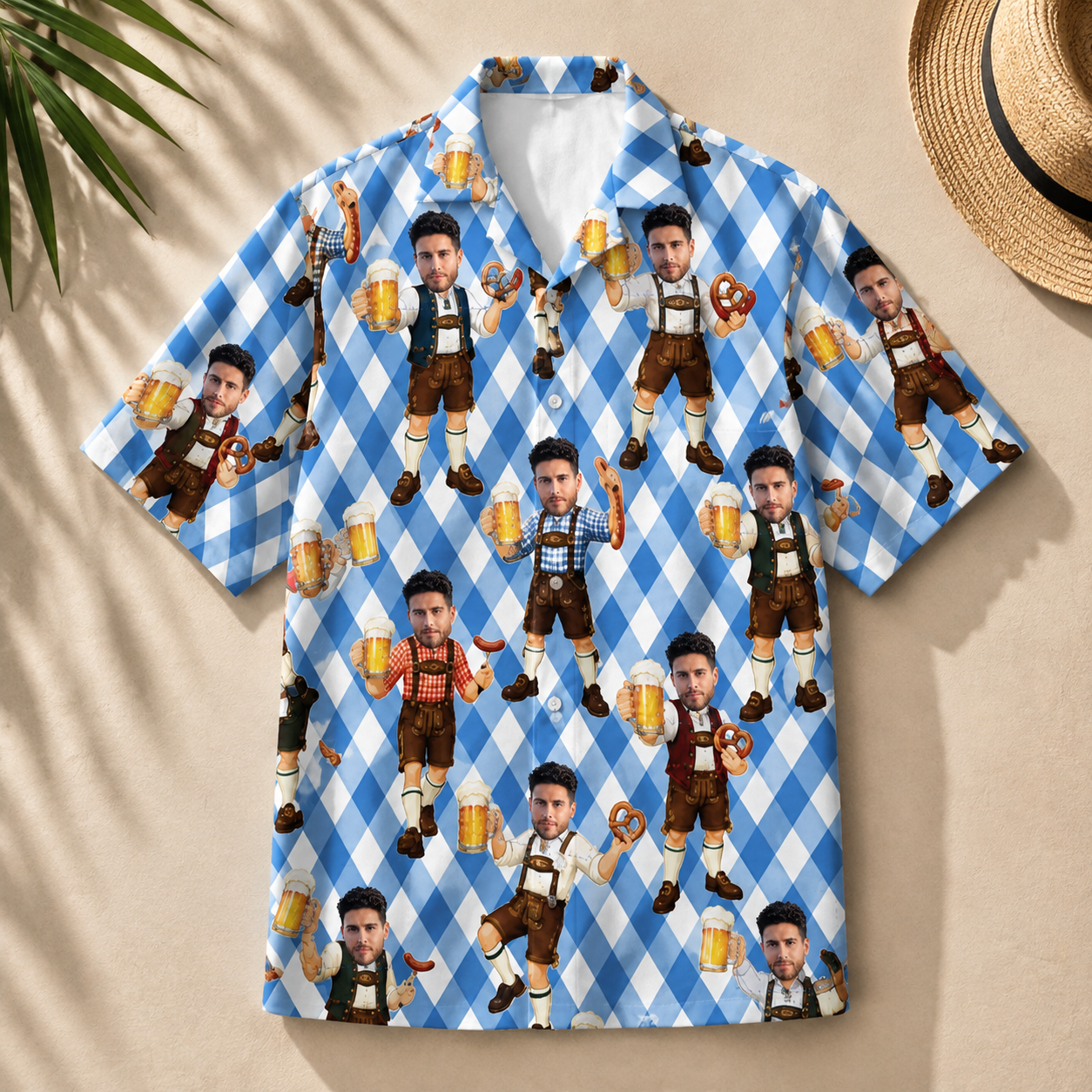 German Beer Personalized Oktoberfest Shirt - Custom Face Hawaiian Shirt For Dad