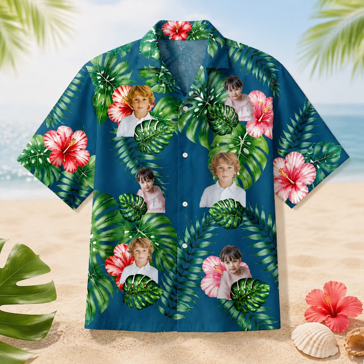 Tropical Floral Personalized Photo Hawaiian Shirt - Custom Portrait Shirt