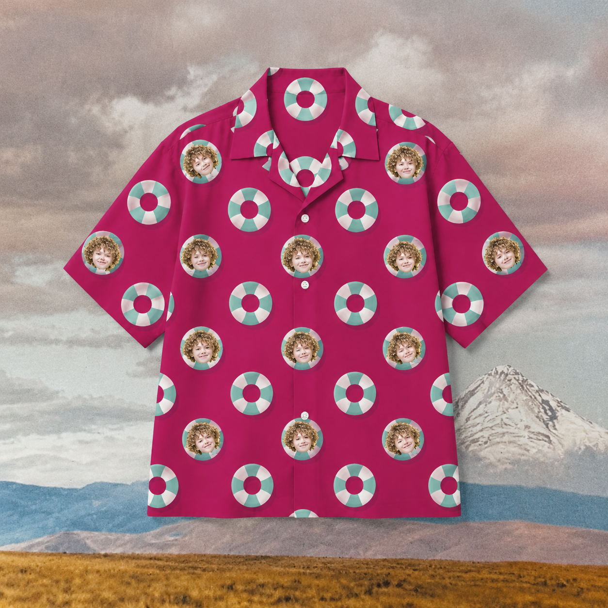 Custom Face Hawaiian Shirt, Personalized Family Vacation Aloha Shirt, Retro Pool Float Photo Shirt, Matching Friends Summer Trip Outfit, Group Beach Gift