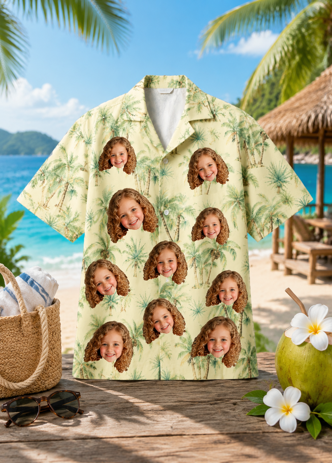 Personalized Custom Face Hawaiian Shirt Palm Tree Tropical Island Summer Gift