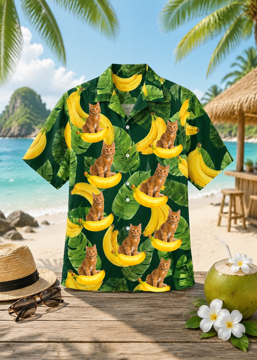 Personalized Custom Photo Hawaiian Shirt Human And Pet Banana Tropical Vacation Gift