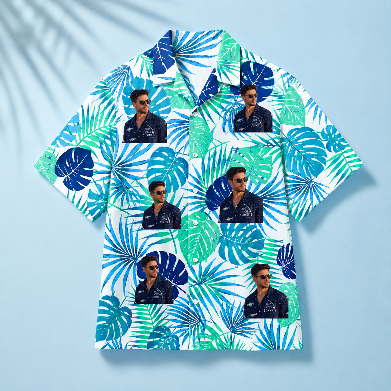 Tropical Palm Leaf Hawaiian Shirt - Personalized Hawaiian Shirt With Your Portrait
