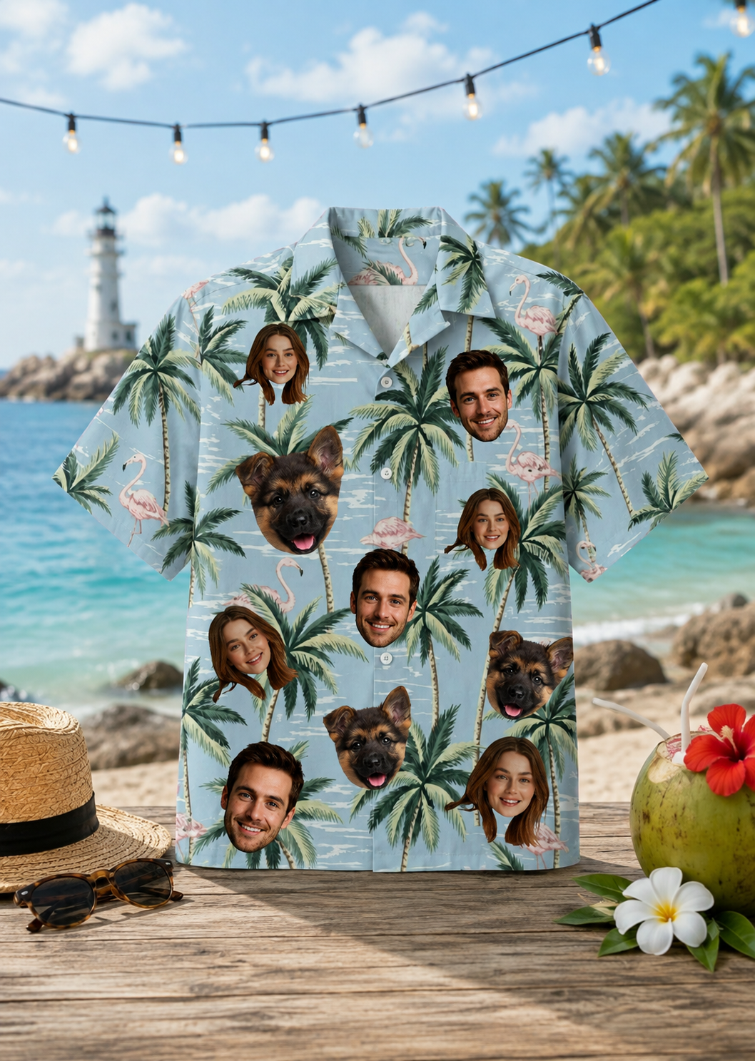 Personalized Custom Face Hawaiian Shirt Human And Pet Tropical Beach Vacation Gift