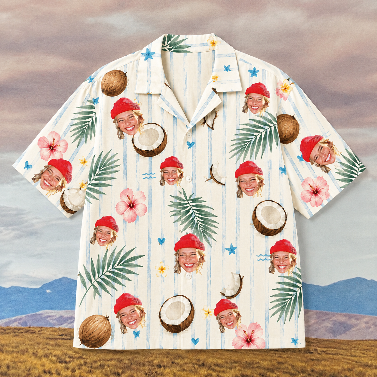 Coconut Club Hawaiian Shirt – Personalized Face Photo Tropical Aloha Shirt, Custom Family & Friends Island Getaway Outfit