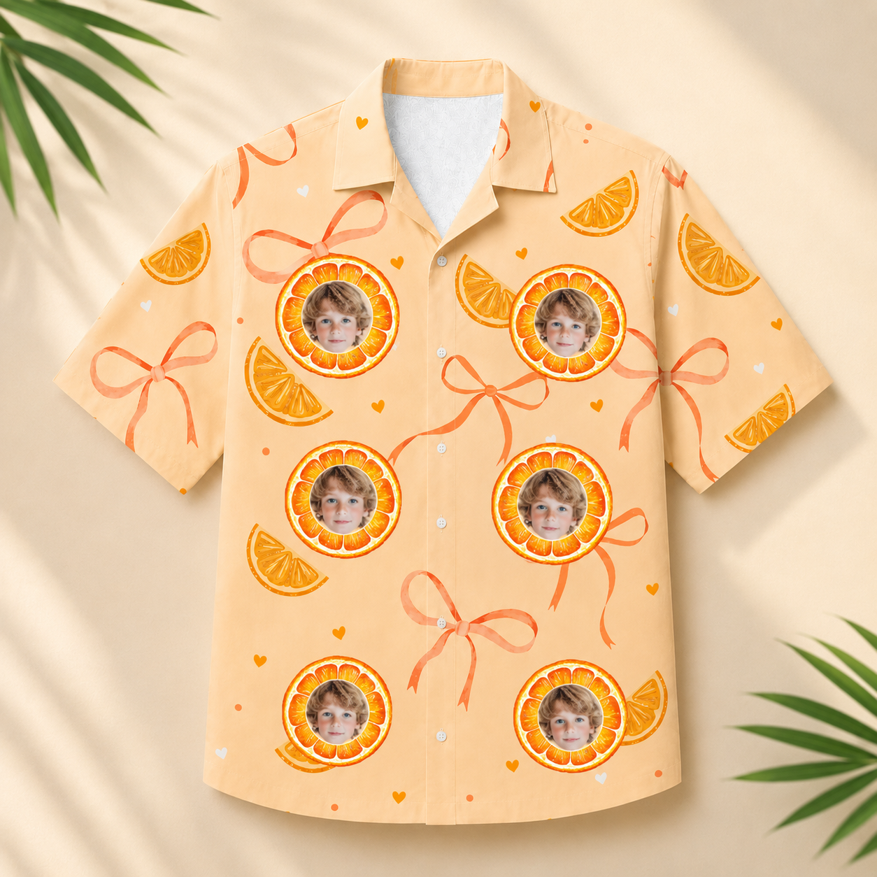 Personalized Orange Slice Shirt - Custom Photo Tropical Shirt, Custom Kids Face Hawaiian Shirt