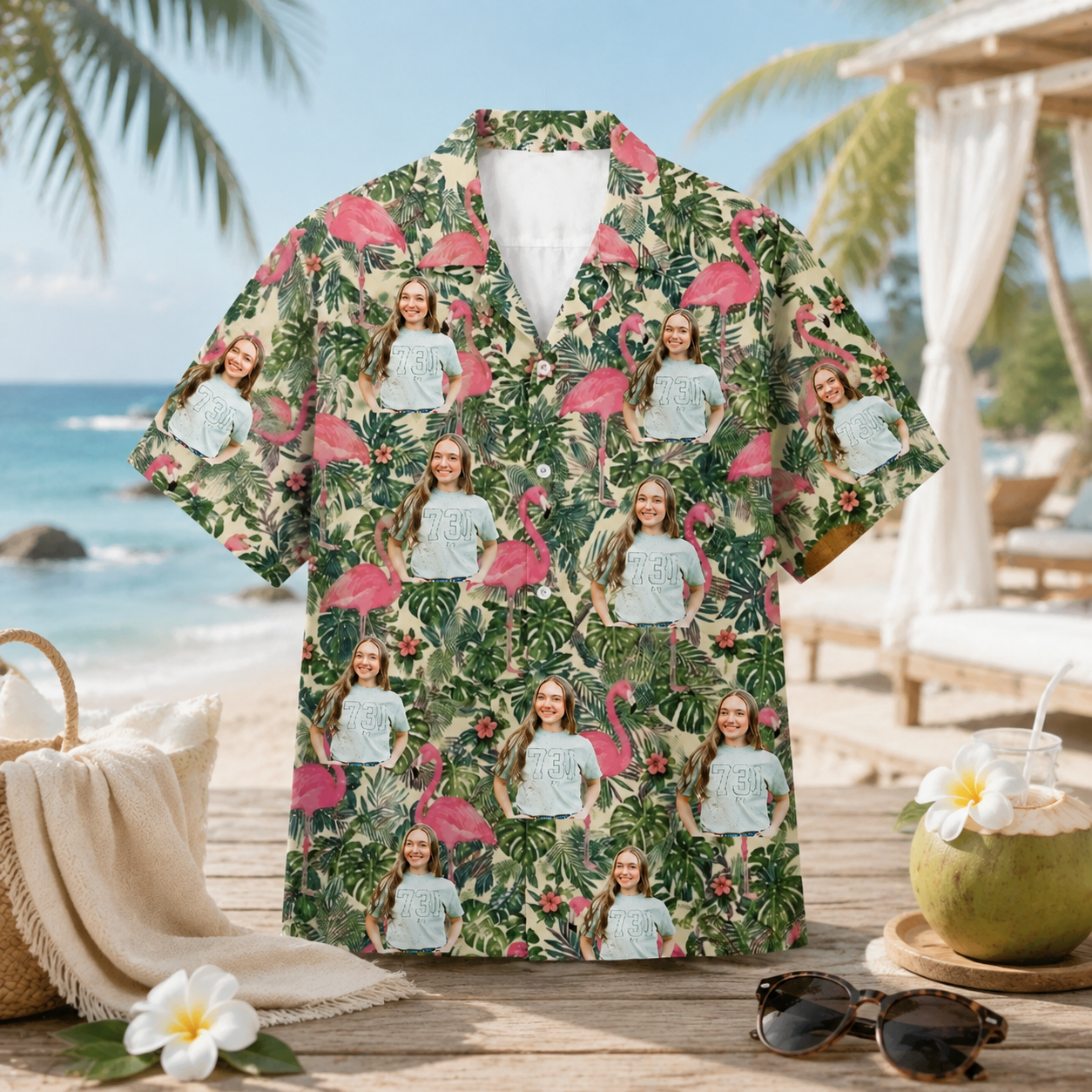 Personalized Custom Pet Hawaiian Shirt Flamingo Tropical Vacation Gift