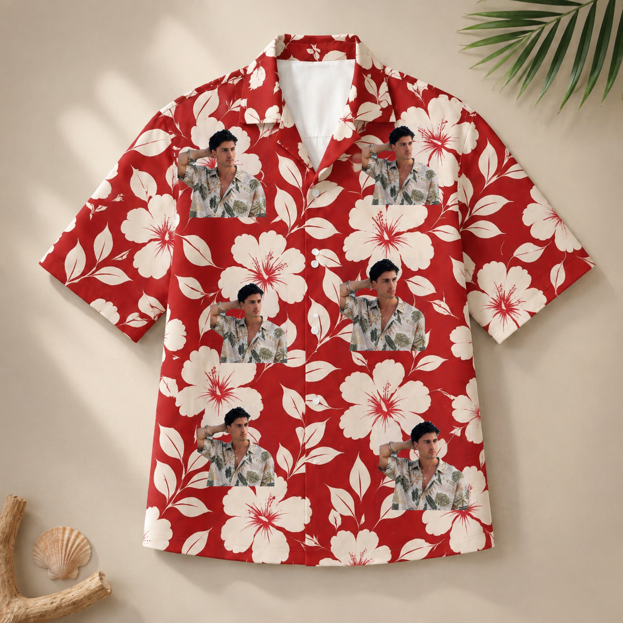 Hibiscus Print Hawaiian Shirt - Custom Portrait Tropical Shirt