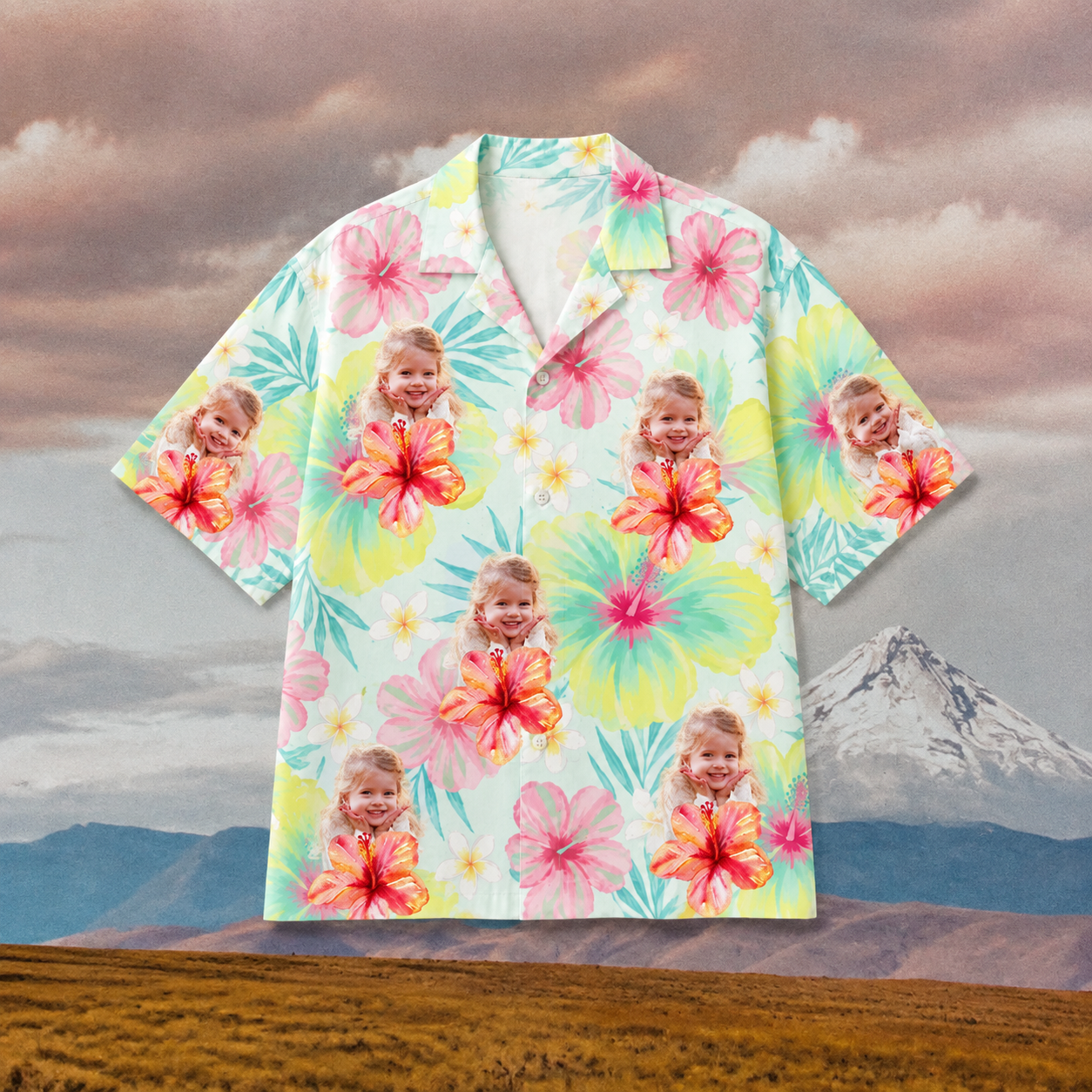 Tropical Daydream Hawaiian Shirt – Personalized Face Photo Floral Aloha Shirt, Custom Family & Friends Island Escape Outfit