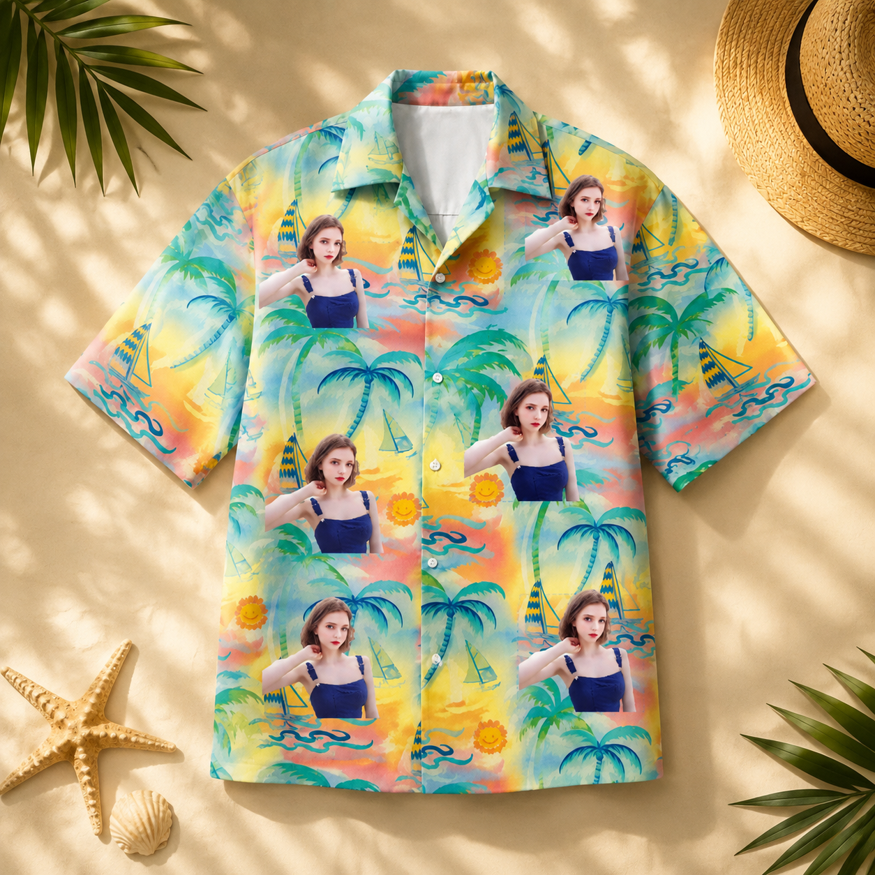 Tropical Summer Shirt - Custom Portrait Hawaiian Shirt, Upload Your Photo