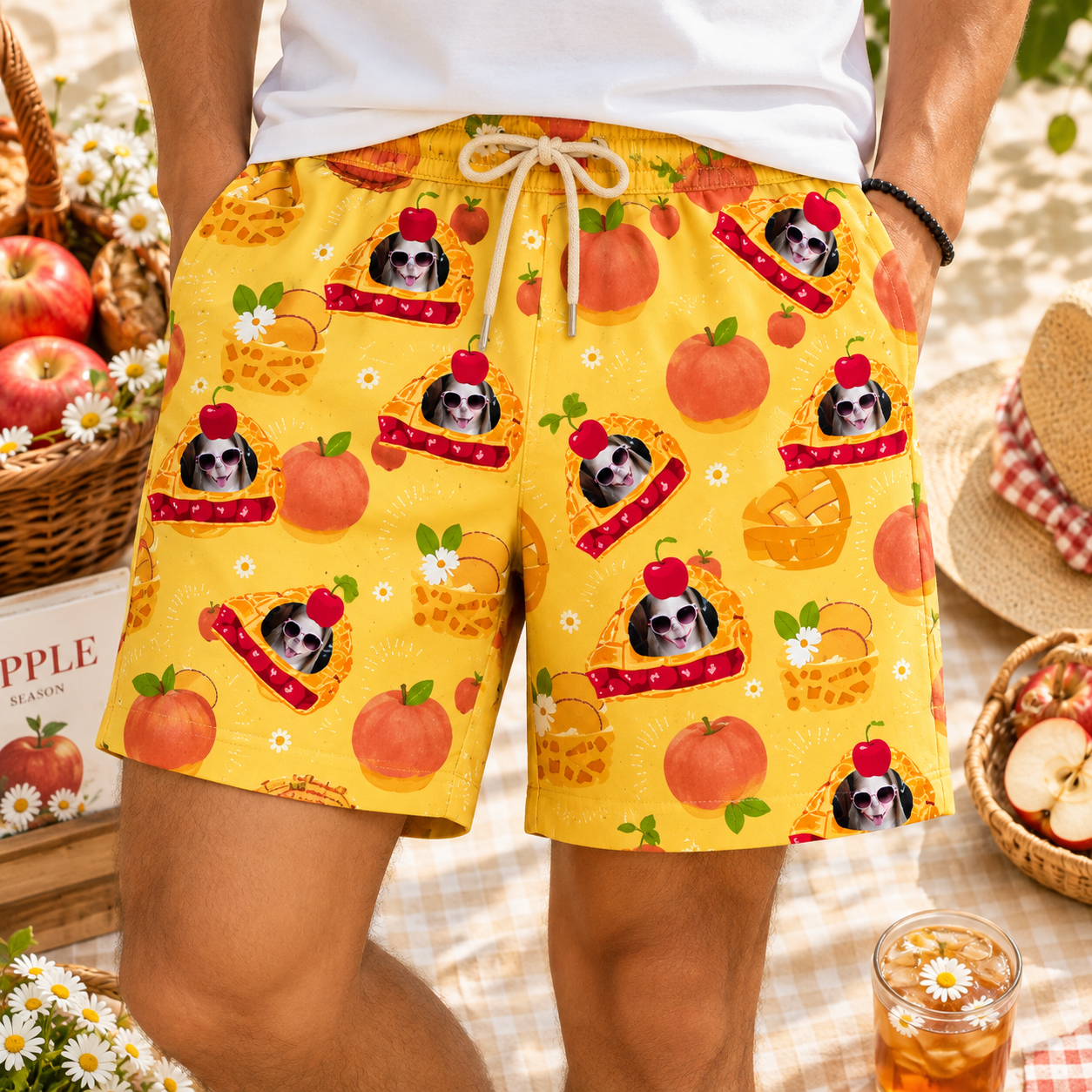 Personalized "Apple Pie Sunny Yellow" Swim Shorts