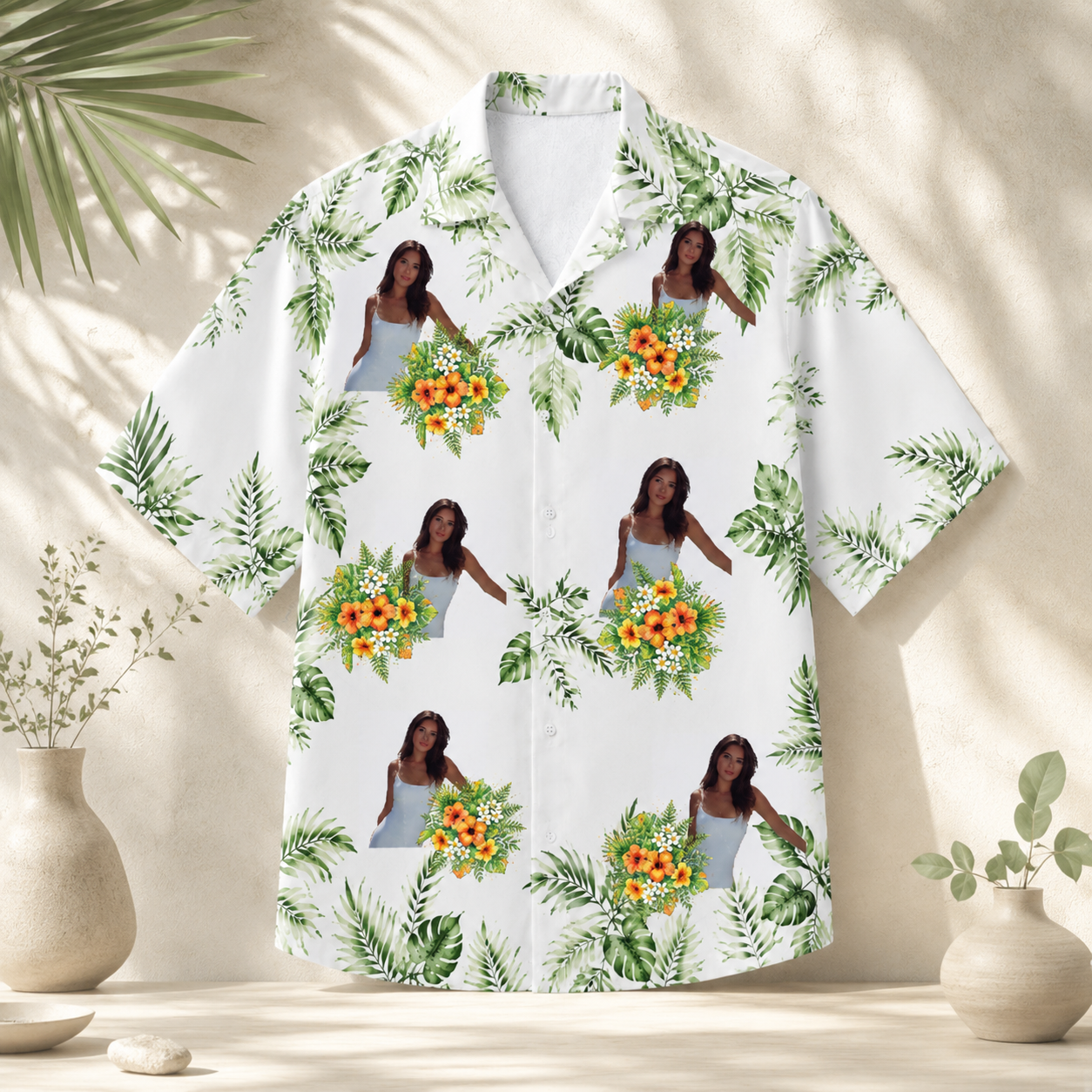 Tropical Floral Shirt - Custom Photo Hawaiian Shirt, Personalized Portrait Shirt