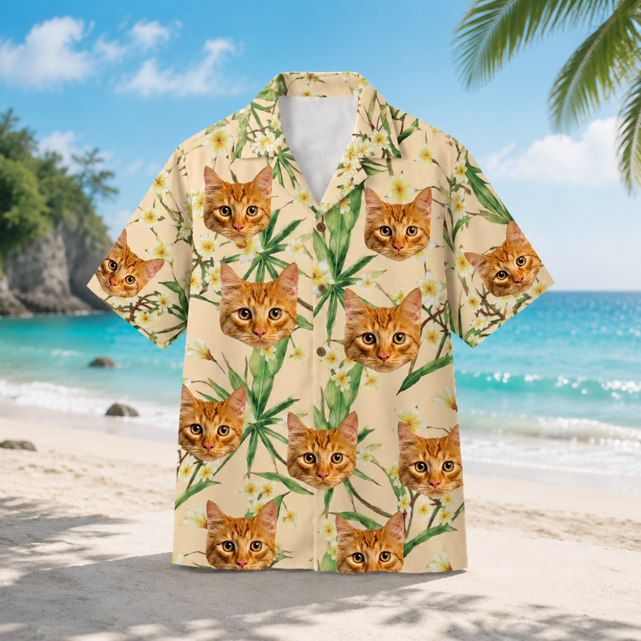 Personalized Custom Face Hawaiian Shirt Black Floral Tropical Vacation Gift