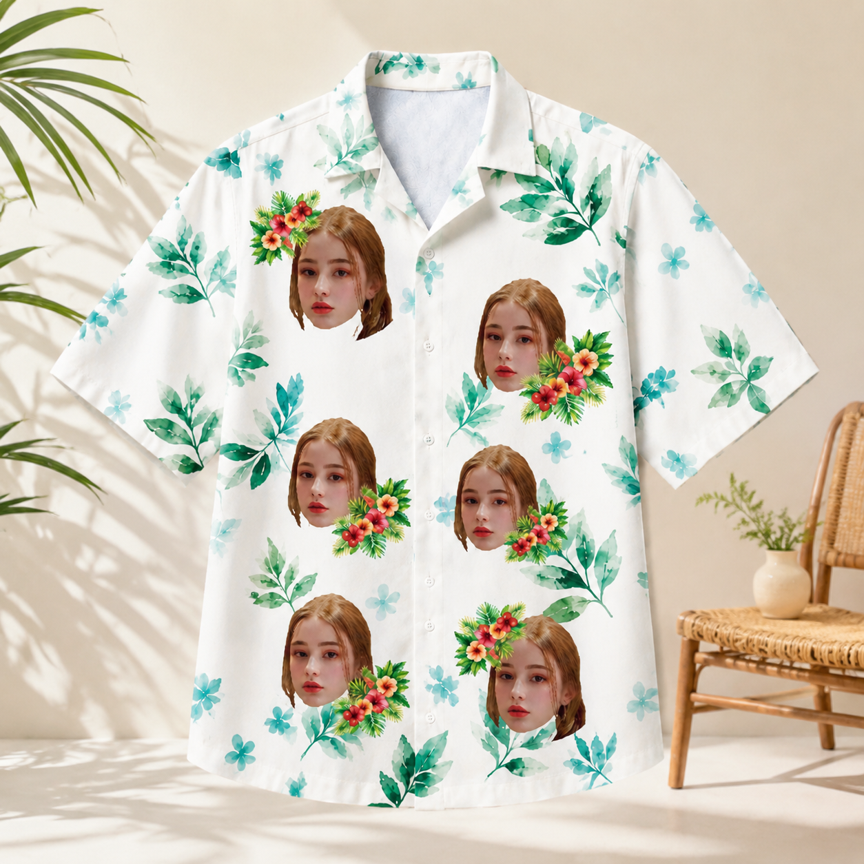 Tropical Floral Hawaiian Shirt - Custom Face Hawaiian Shirt