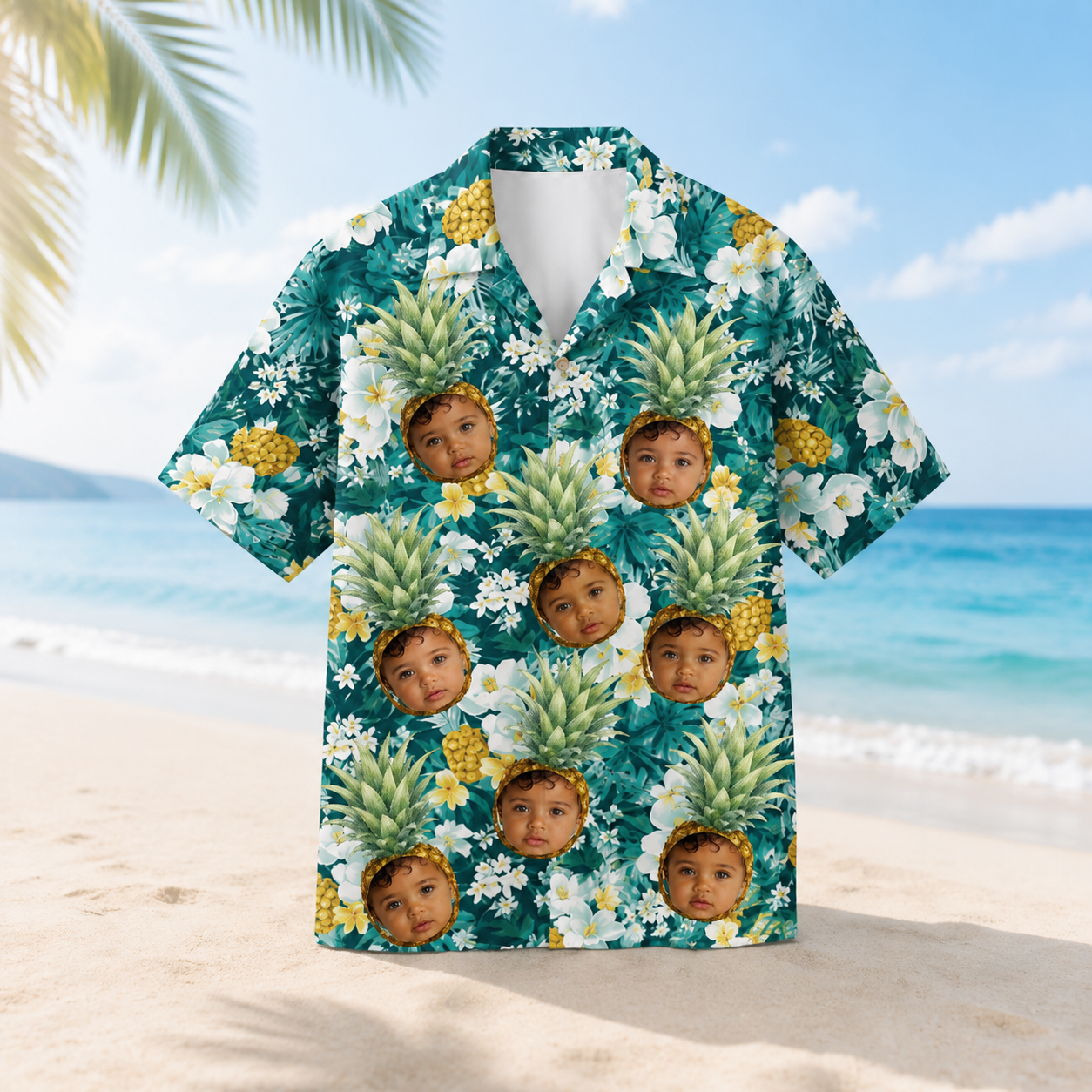 Personalized Custom Face Hawaiian Shirt Pineapple Tropical Floral Beach Vacation Gift