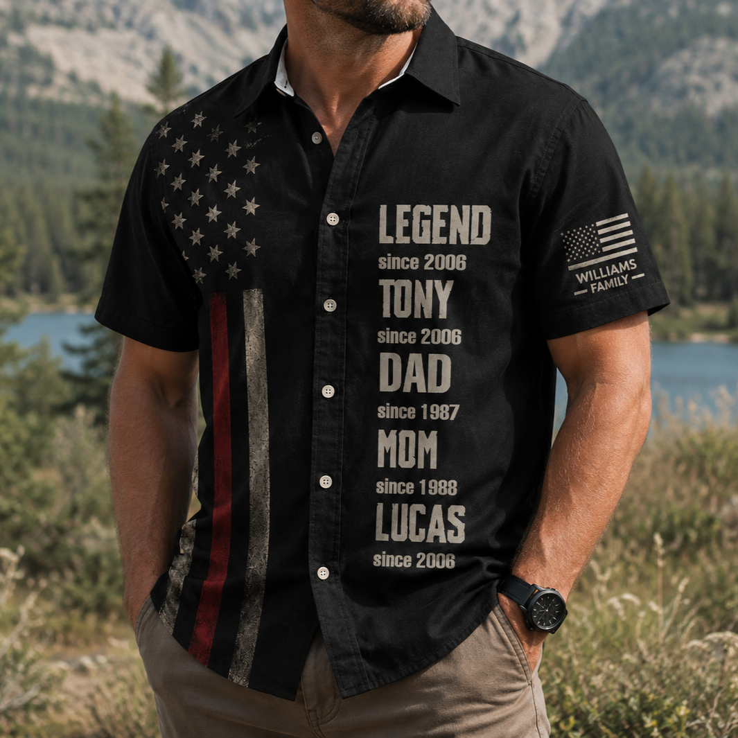 Legend, Husband, Dad And Grandpa Custom Family Name - Personalized Hawaiian Shirt