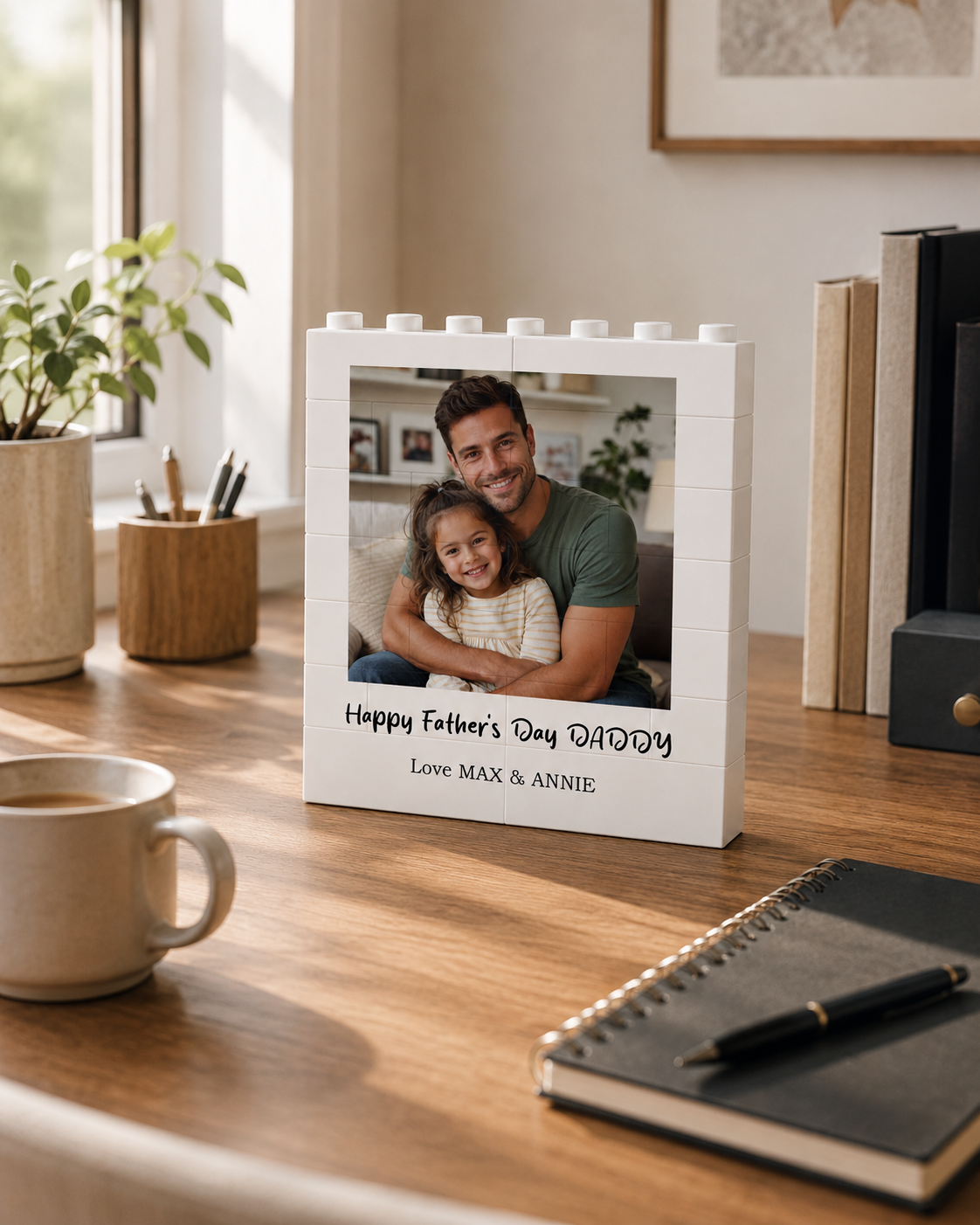 Personalised Photo Father'S Day Building Brick Block Gift For Dad, Father'S Day