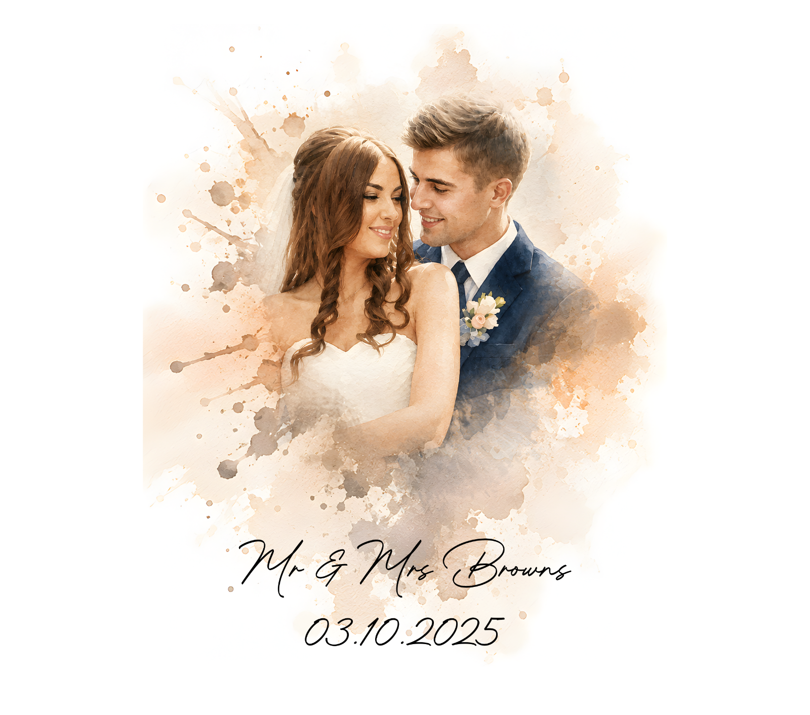Watercolor Couple Portrait From Photo, Custom Wedding Anniversary Christmas Gift For Wife Husband Parents, Engagement Gift For Friend, Unique Poster Wall Art