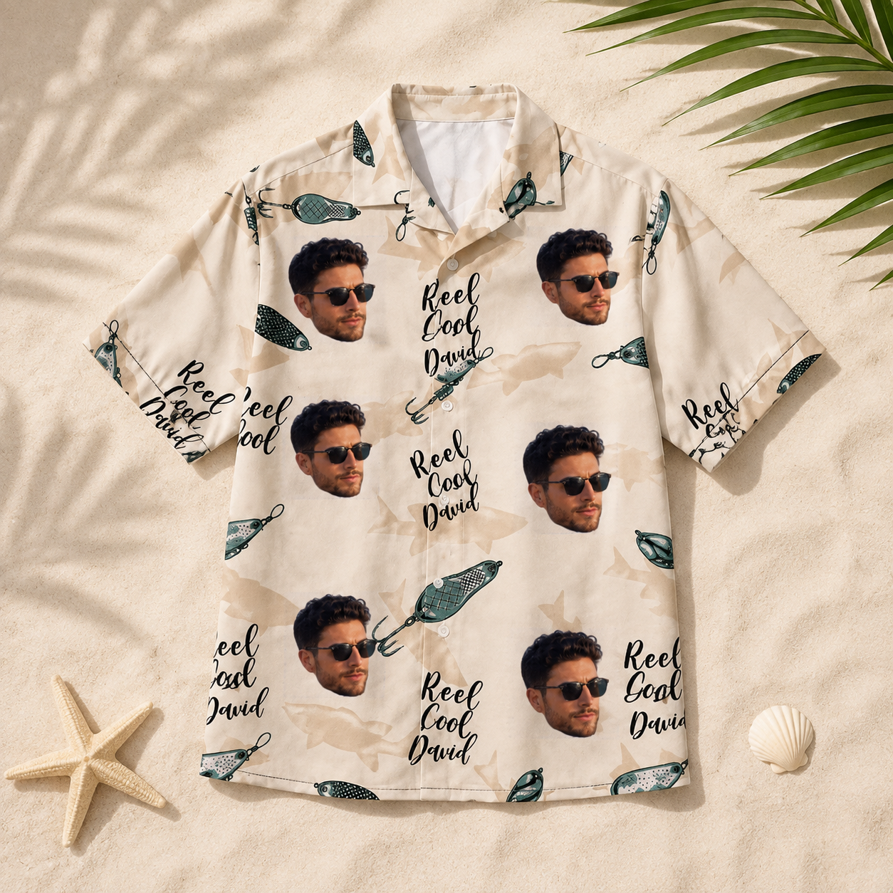 Custom Name Reel Cool Hawaiian Shirt - Custom Face Hawaiian Shirt, Personalized Fishing Shirt For Men