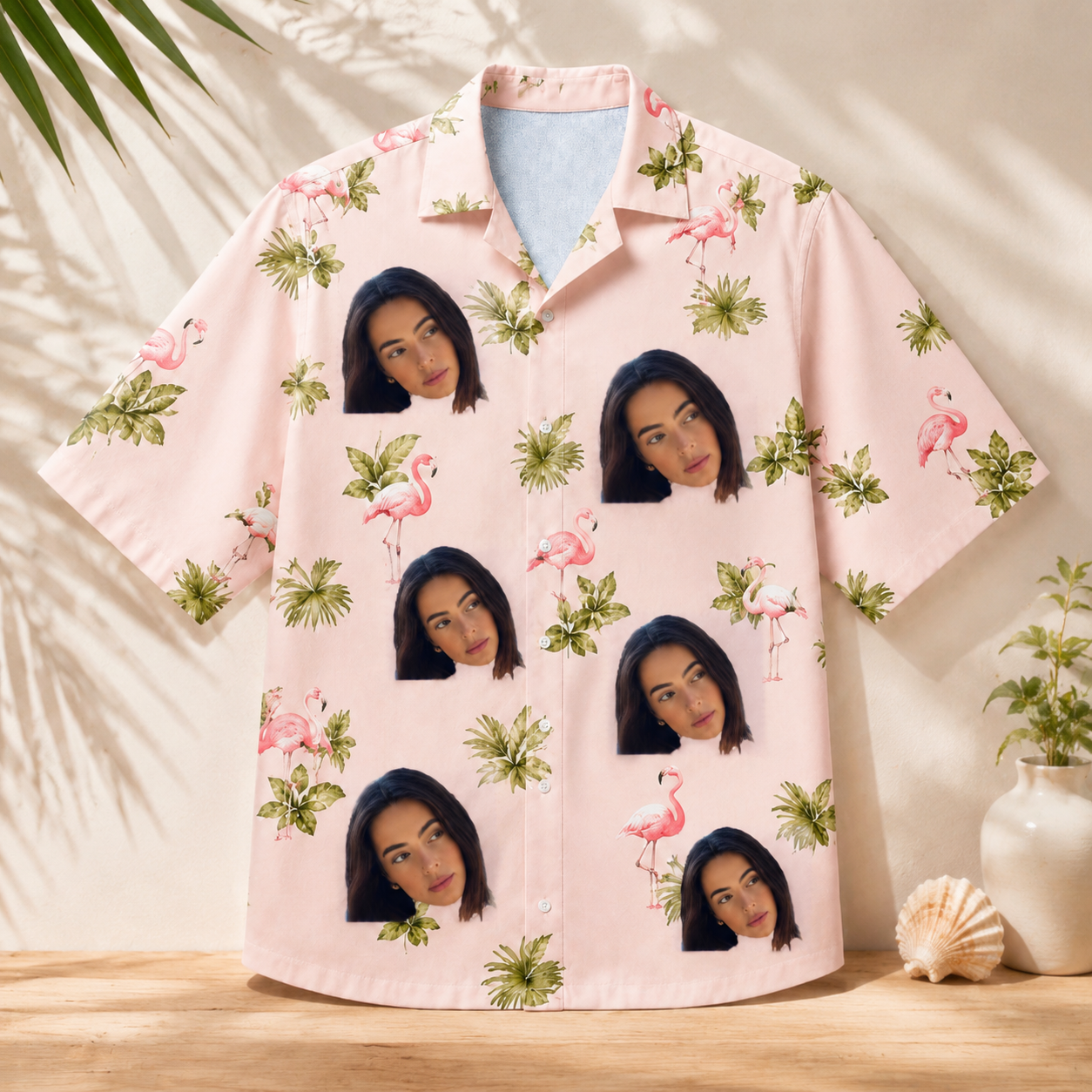 Personalized Flamingo Hawaiian Shirt - Custom Face Shirt, Custom Photo Tropical Shirt