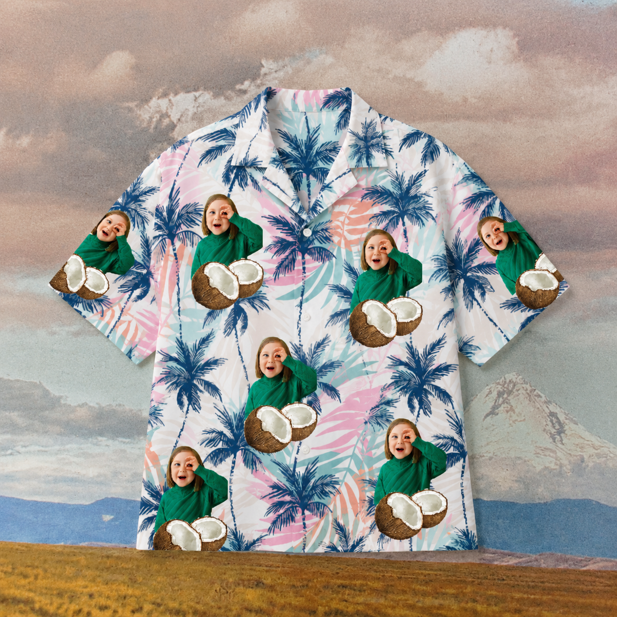 Personalized Face Hawaiian Shirt, Custom Photo Coconut Shirt, Tropical Group Vacation Shirt, Family Friends Matching Aloha Outfit, Unique Gift