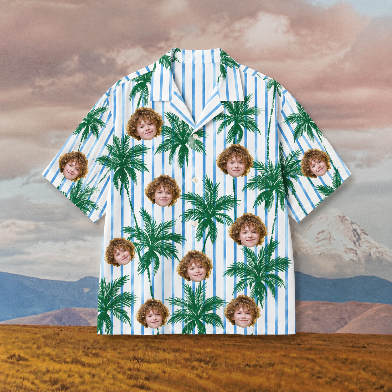 Personalized Face Hawaiian Shirt, Custom Photo Palm Tree Aloha Shirt, Family Friends Vacation Outfit, Tropical Group Shirt, Unique Custom Gift