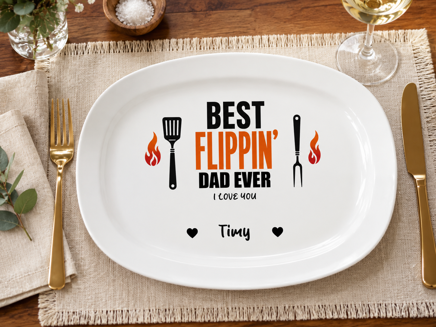 Best Flippin’ Dad Ever - Personalized Grilling Platter - Father'S Day Gifts For Dad, Daddy, Papa, Grandpa
