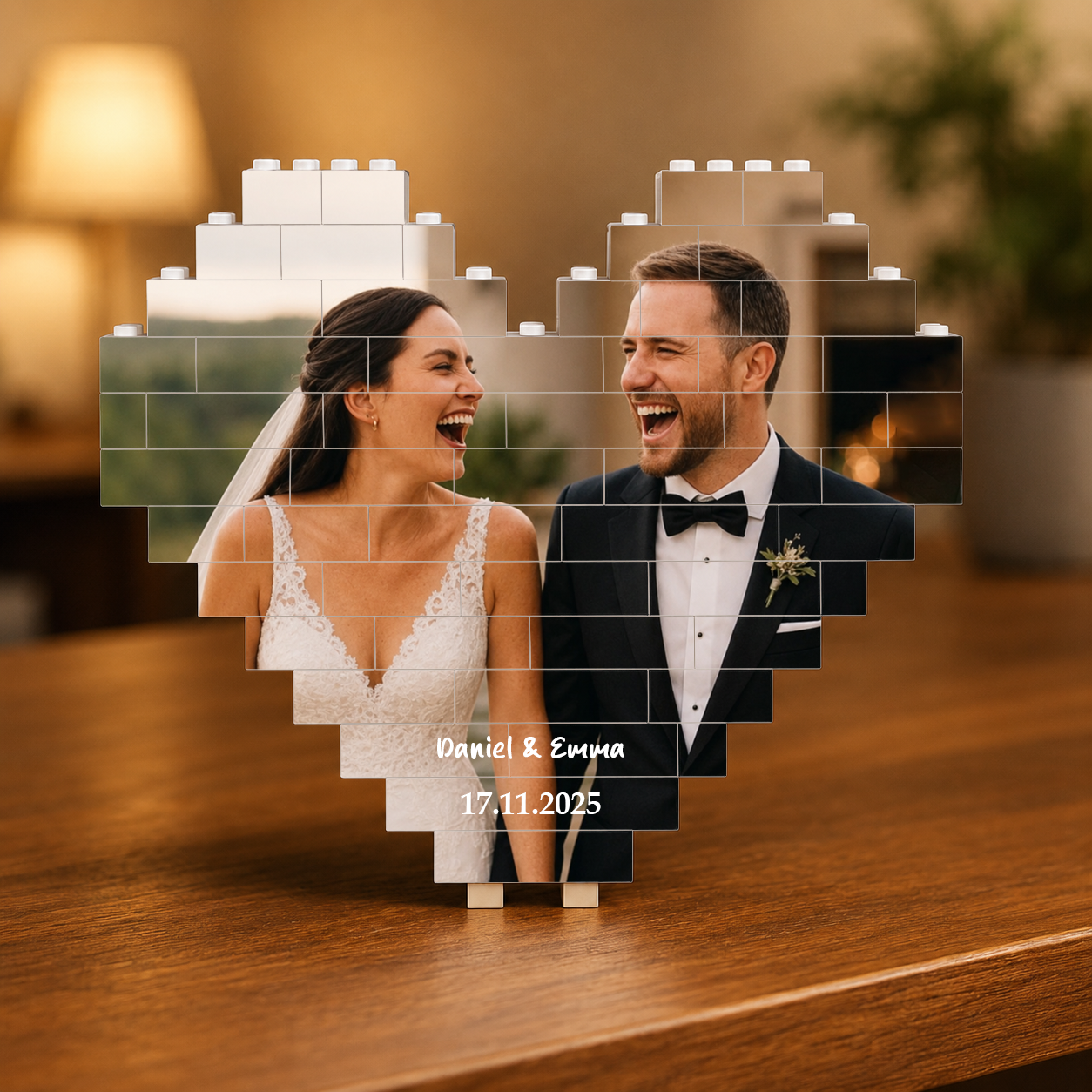Custom Photo Building Brick Blocks For Couples | Valentines Day Gift | Personalized Anniversary Gift | Heart Brick Blocks