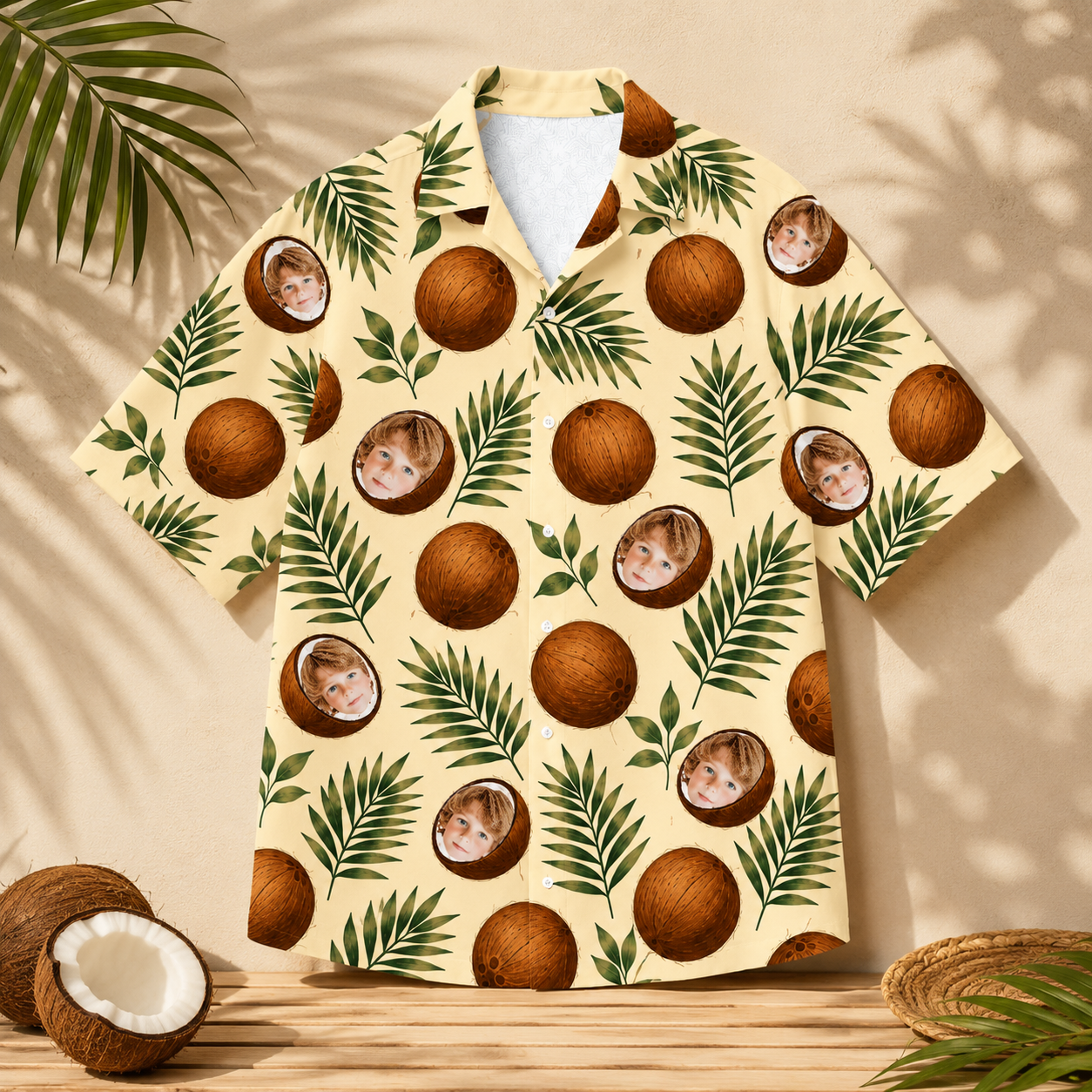 Personalized Coconut Tropical Shirt - Custom Kids Face Hawaiian Shirt