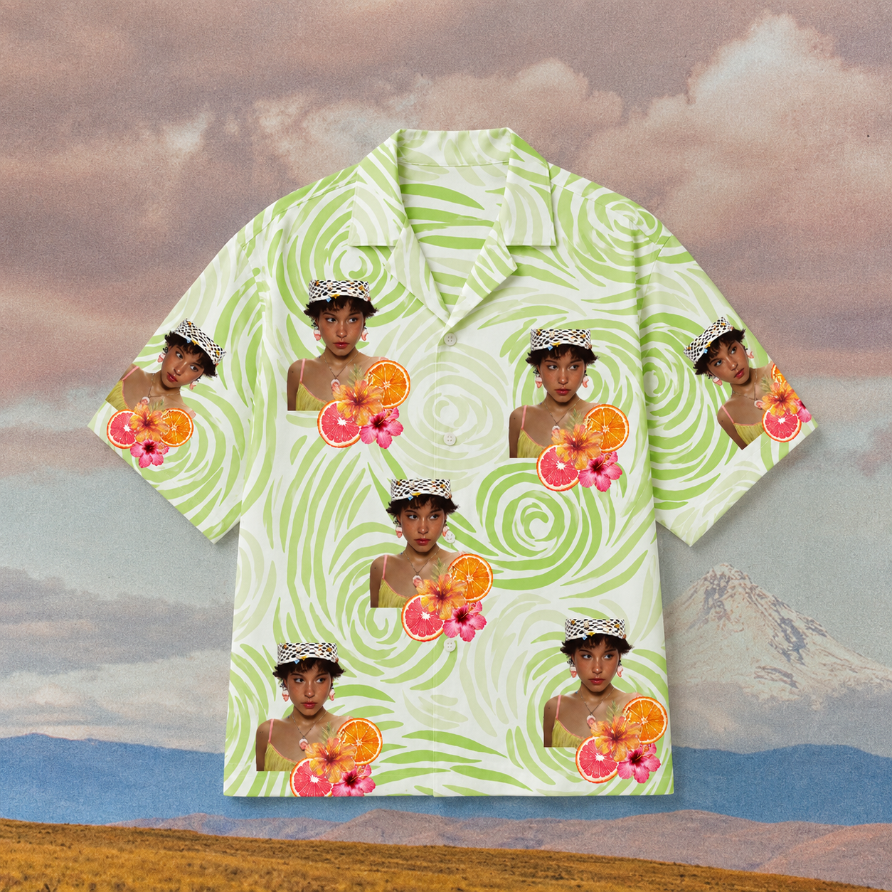 Freshly Squeezed Personality Hawaiian Shirt – Personalized Face Citrus & Hibiscus Aloha Shirt, Tropical Portrait Button Up, Custom Gift For Family And Friends