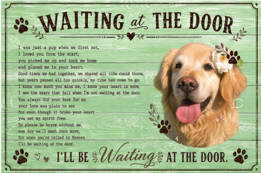 Custom Photo Memorial Pet Waiting At The Door - Personalized Horizontal Canvas Prints - Personalized Gifts For Pet Loss, Sympathy Gift For Cat, Dog Lovers