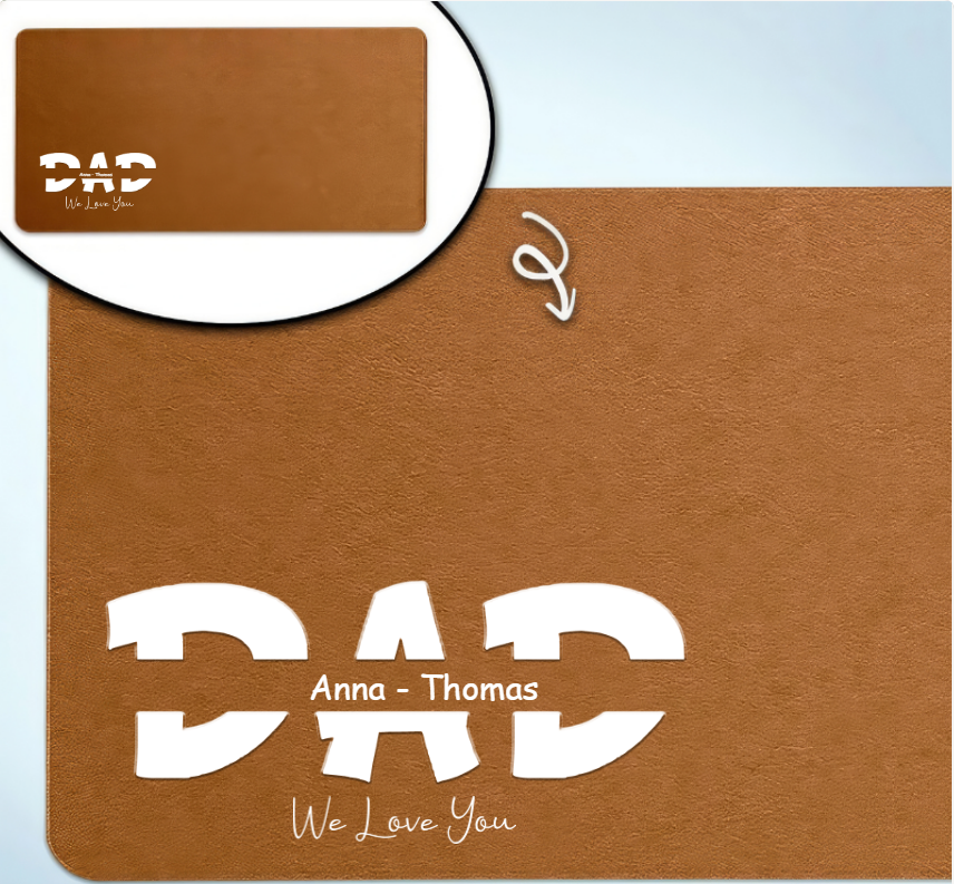 Dad Papa We Love You - Personalized Leather Desk Mat
