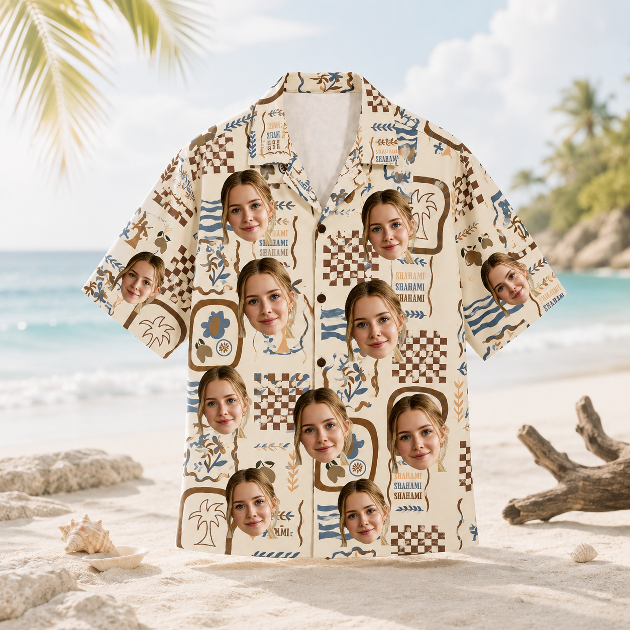 Personalized Custom Face Hawaiian Shirt Pet Portrait Retro Tropical Vacation Gift