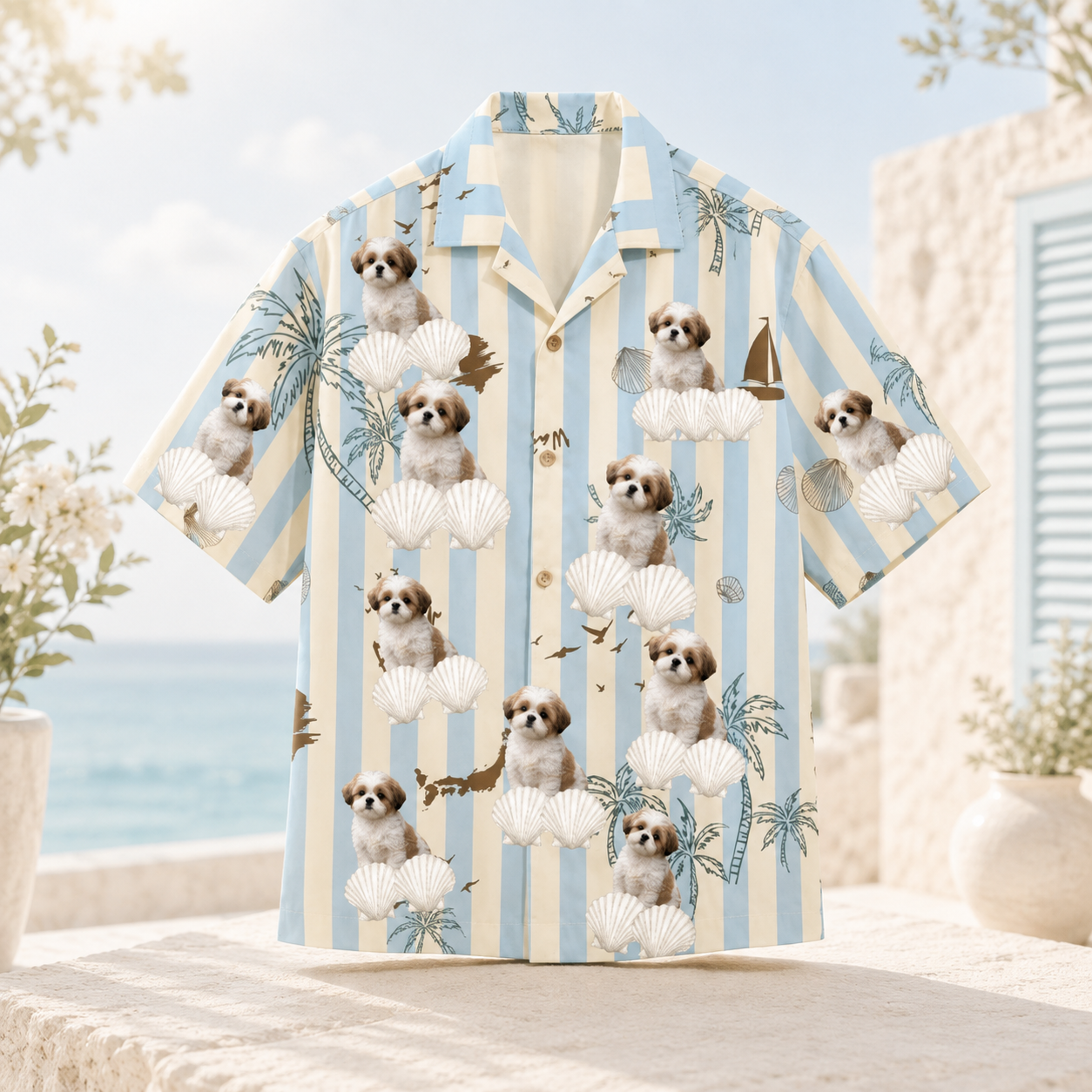 Personalized Custom Face Hawaiian Shirt Seashell Tropical Beach Vacation Gift