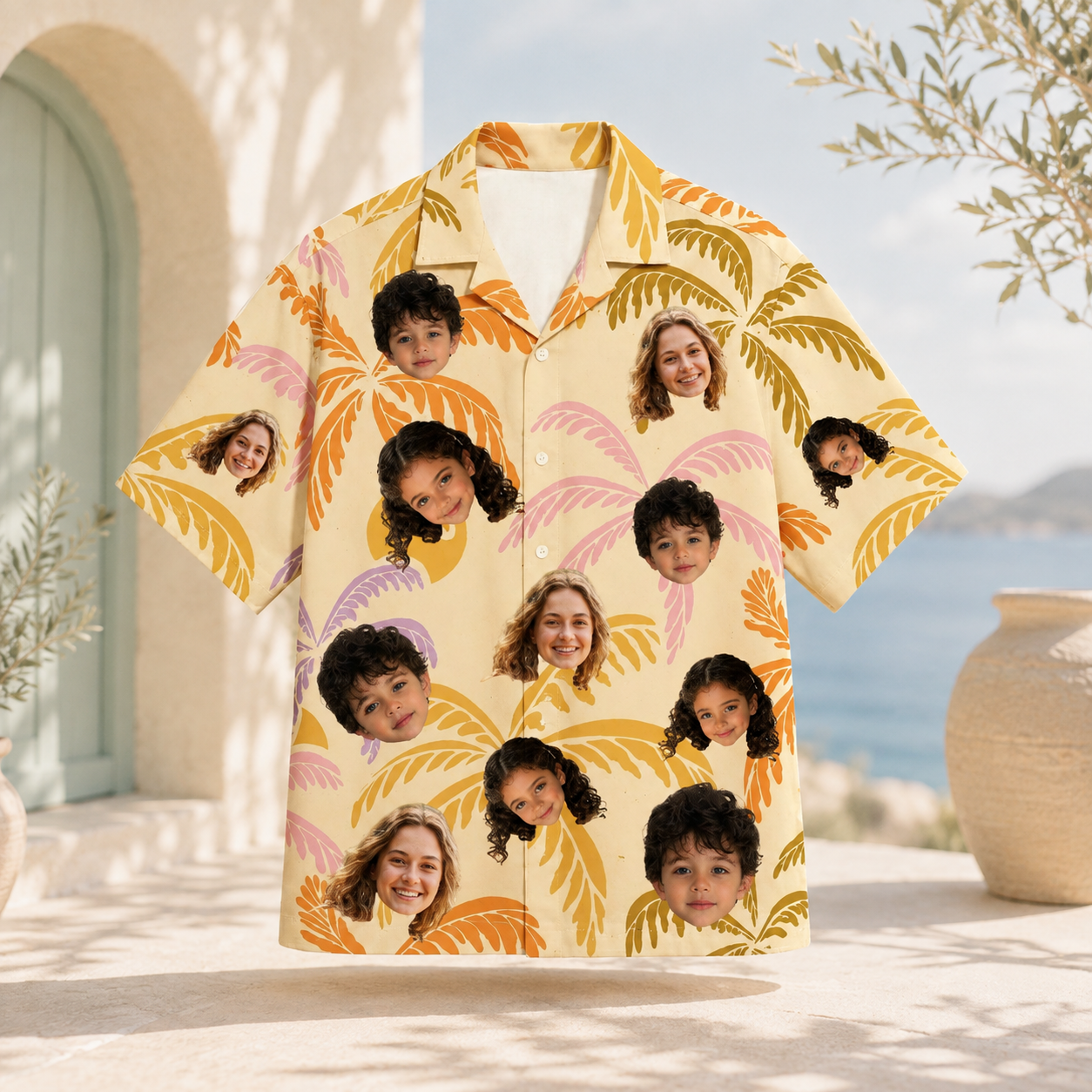 Personalized Custom Face Hawaiian Shirt Tropical Palm Tree Summer Vacation Gift