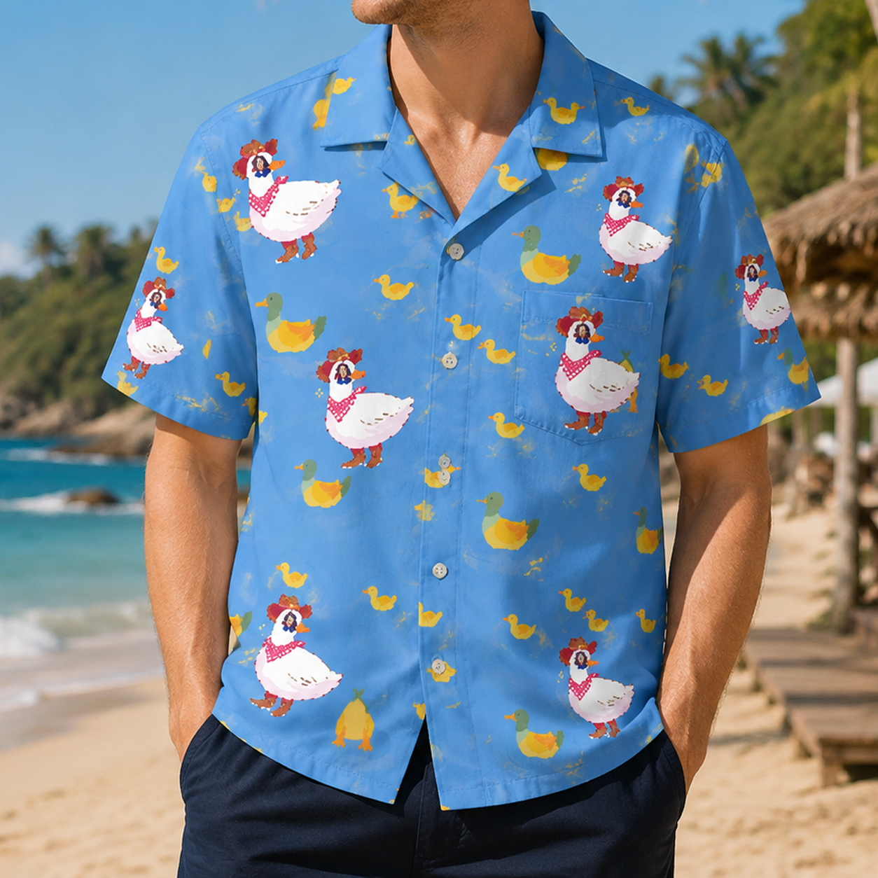 Personalized "Dandy Ducks Blue" Aloha Shirt