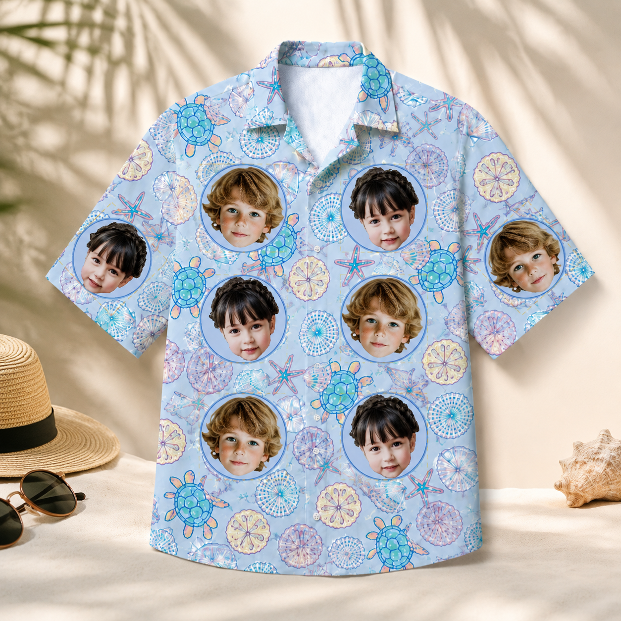 Ocean Theme Tropical Shirt - Personalized Kids Face Hawaiian Shirt, Custom Child Photo Shirt