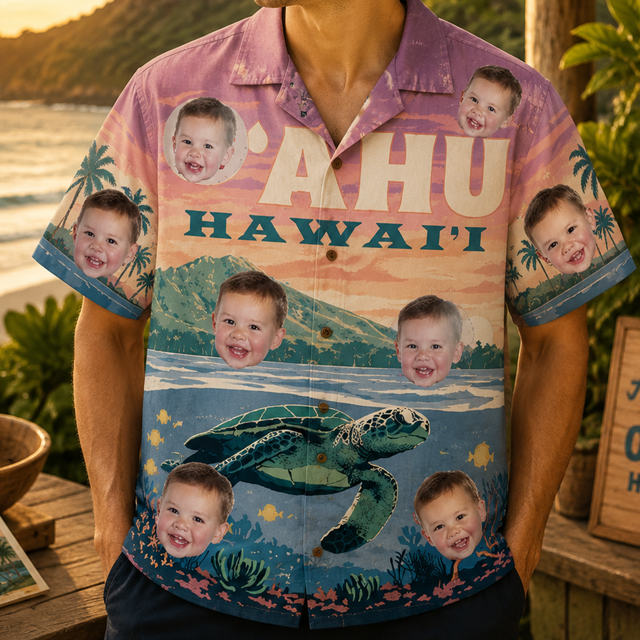 Personalized "O'Ahu Hawai'I" Aloha Shirt