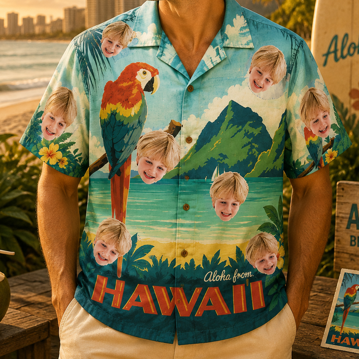 Personalized "Aloha From Hawaii Parrot" Aloha Shirt