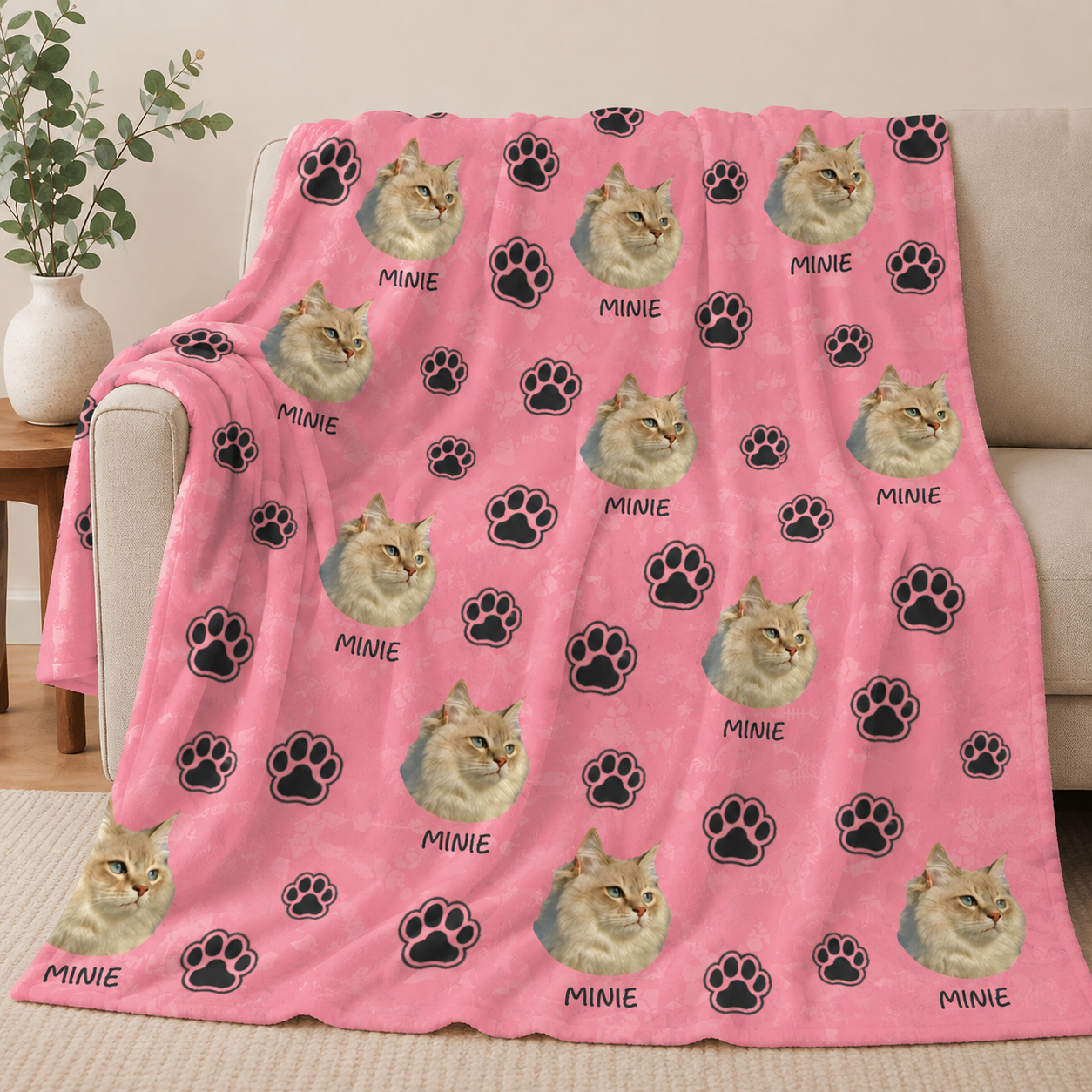 Custom Pet Blanket, Personalized Dog Cat Blanket With Paw Print, Custom Soft Name Blanket For Dog, Puppy Blanket, Coming Home Gift New